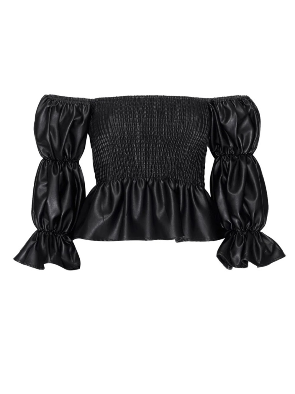 Misa Los Angeles Evita Top in Obsidian Vegan Leather NWT